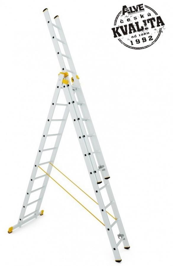ALVE Rebrík hliníkový trojdielny univerzálny 8612 PROFI PLUS FORTE