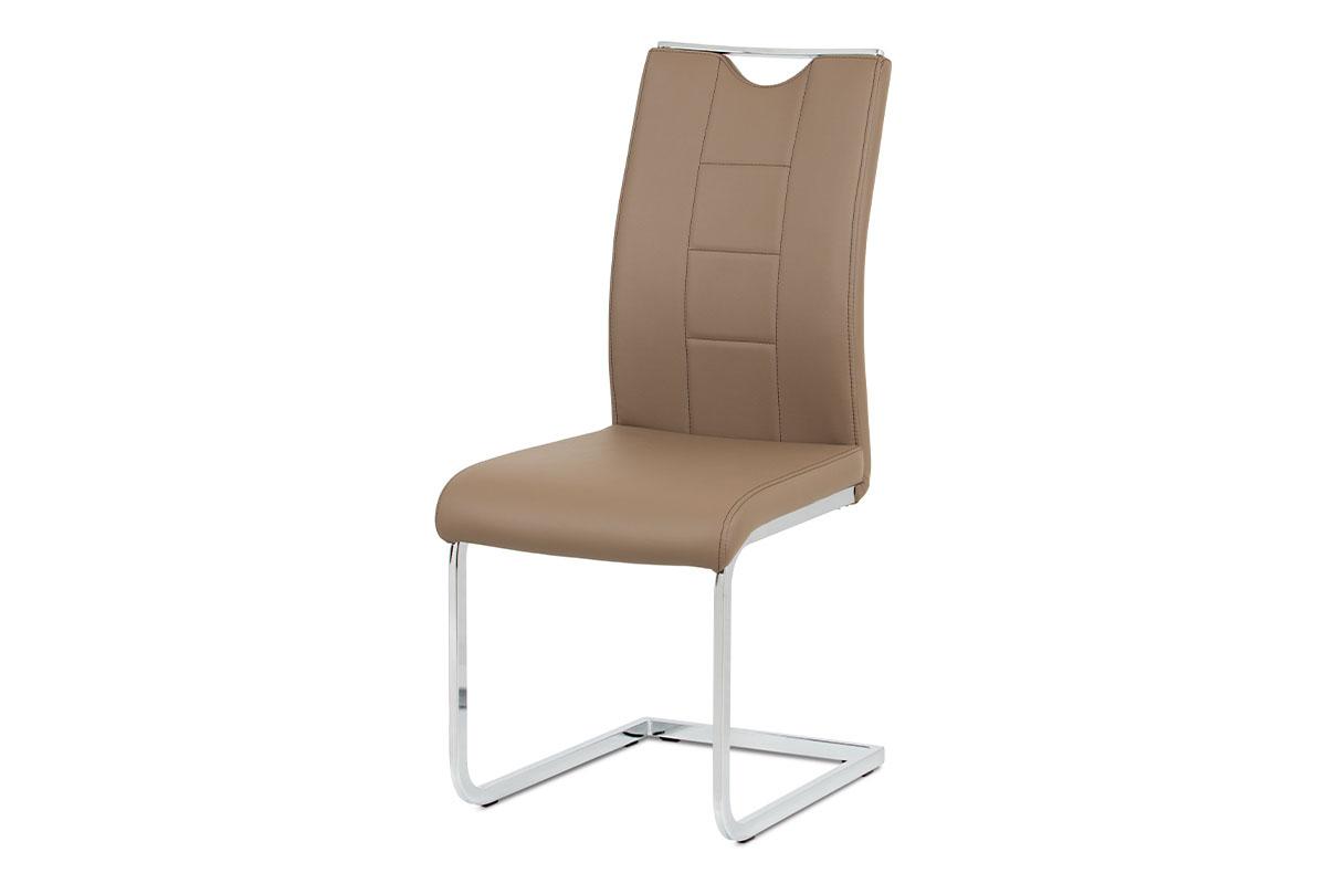 Autronic - jedálenská stolička latte koženka / chróm - DCL-411 LAT
