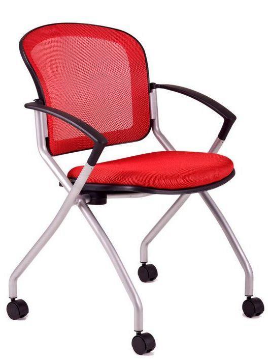 OFFICE PRO Konferenčná rokovacia stolička METIS červená na kolieskách
