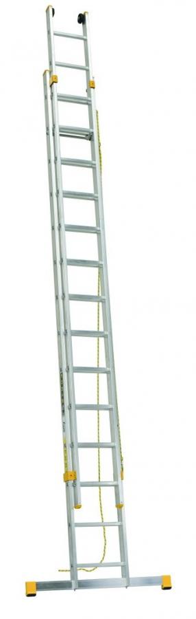 ALVE Rebrík hliníkový dvojdielny výsuvný s lanom 8320 PROFI PLUS FORTE
