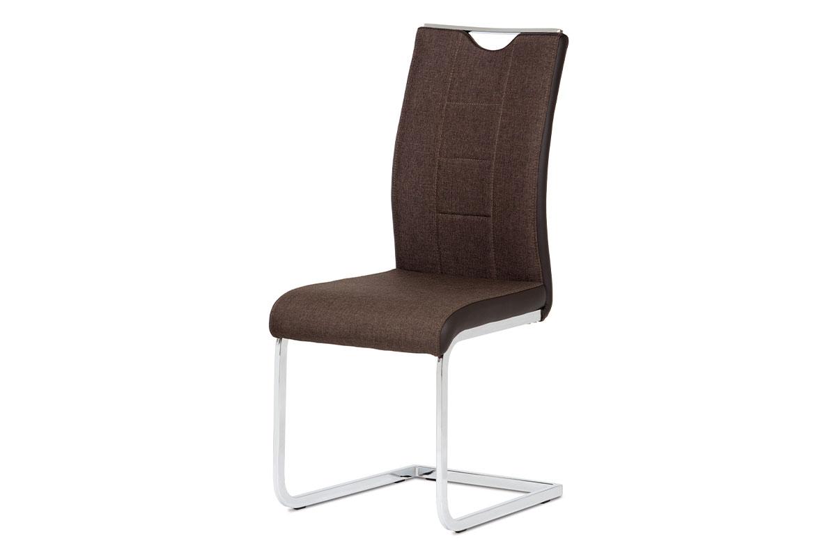 Autronic - jedálenská stolička, látka hnedá, chróm - DCL-410 BR2