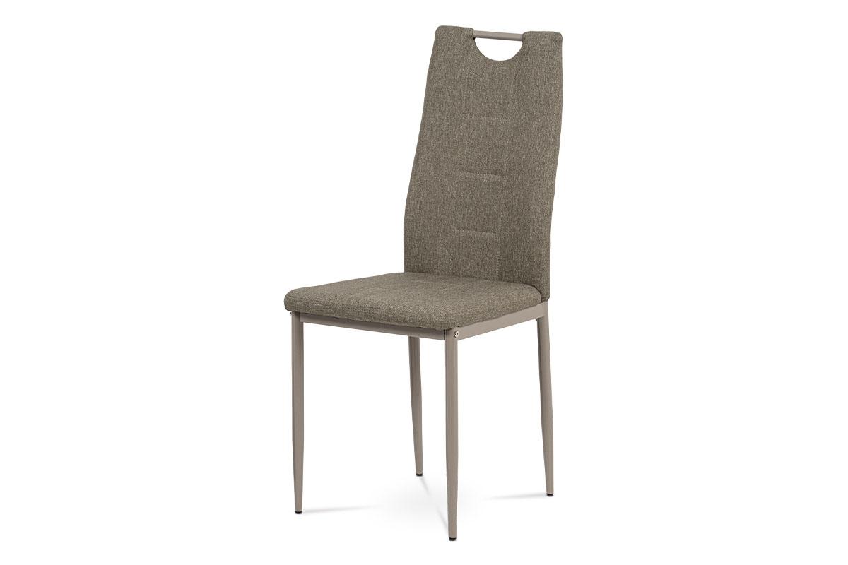 Autronic - jedálenská stolička, cappuccino látka, kov cappuccino lesk - DCL-393 CAP2
