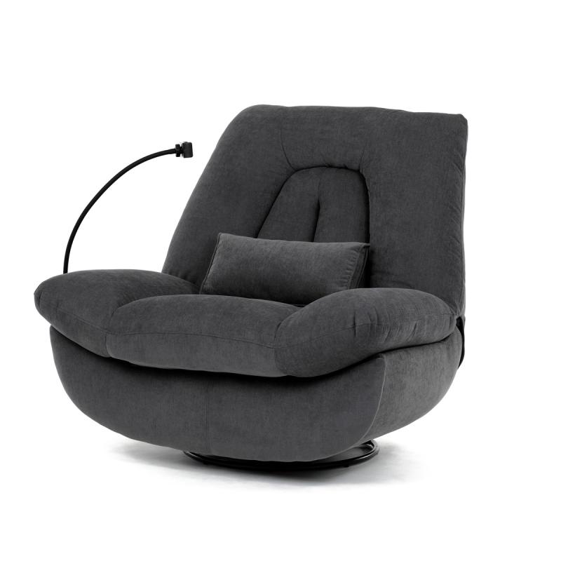 Polohovací křeslo, elektrické zabudované ovládání, šedá látka, TV-7089 GREY2