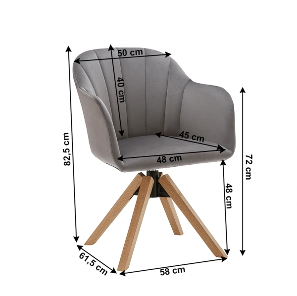 Otočné kreslo, svetlosivá/buk, DALIO 1