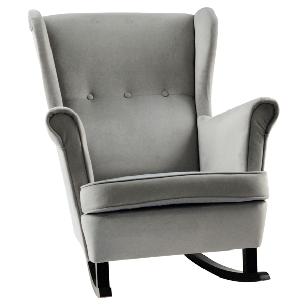 Hojdacie kreslo ušiak, svetlosivá/čierna, TEJA 3