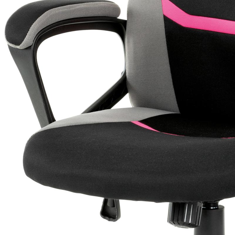 Kancelárska a herná stolička KA-L611 PINK, ružová, sivá a čierna látka
