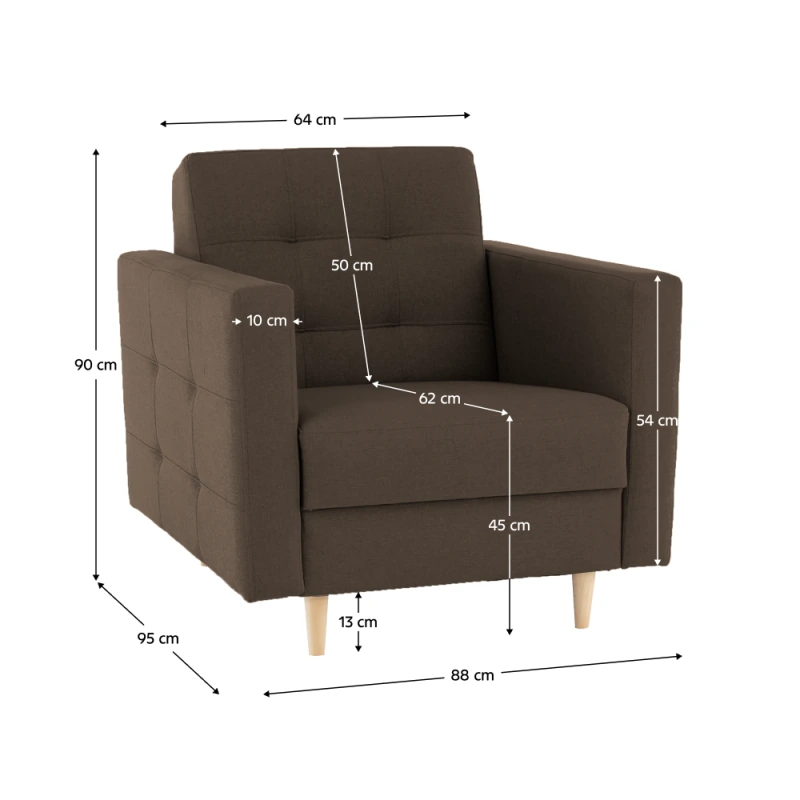 Celočalúnené kreslo, čokoládová látka, AMEDIA 15