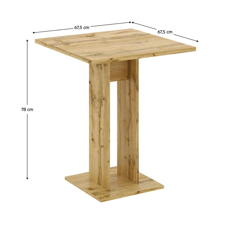 Jedálenský stôl, dub wotan, 67,5x67,5 cm, EVERET