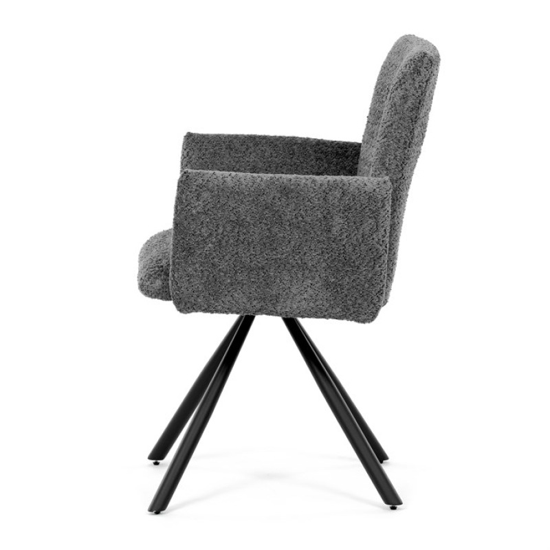Židle jídelní DCH-W1117 GREY2 šedá látka, černý kov, otočný mechanismus 90°/90° (L/P) 4