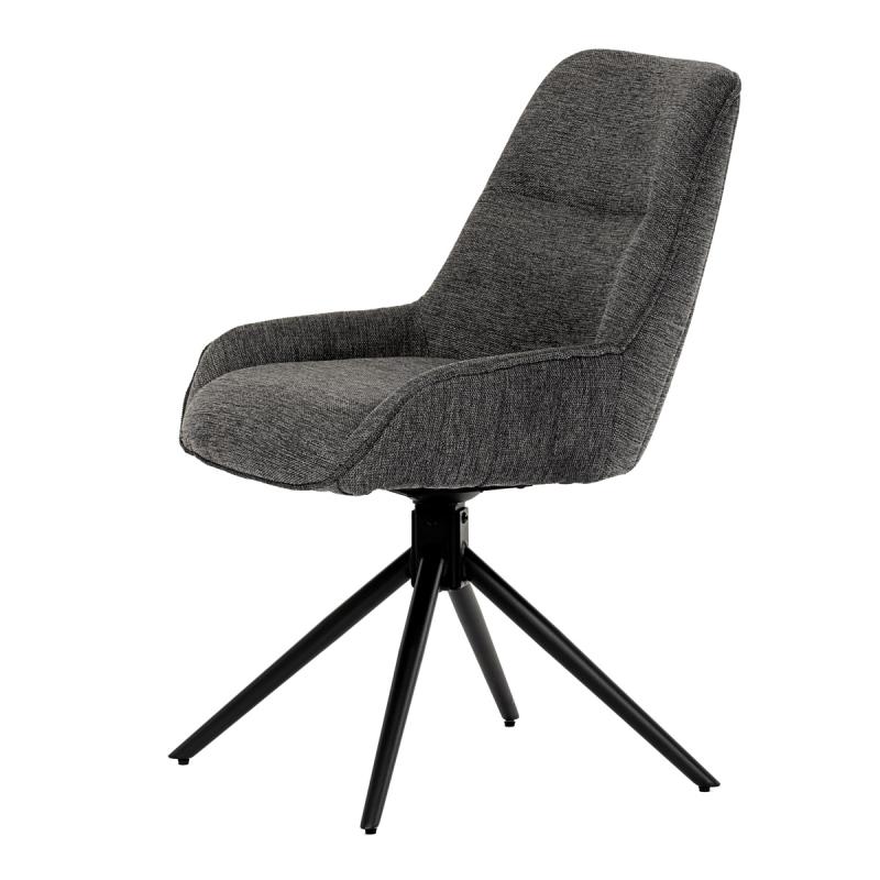Židle jídelní HC-535 GREY2 tmavě šedá látka, černé kovové nohy, otočný mechanismus