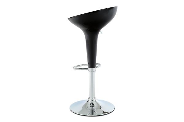 Barová stolička AUB-9002 BK, plast čierny/chróm