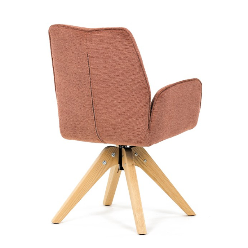 Jídelní židle DCH-C2148 ORA2, oranžová voděodpudivá látka, dubové nohy, otočná 360° 8