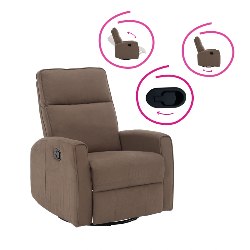 Relaxačné otočné kreslo, sivohnedá Taupe, MEKENZI 14