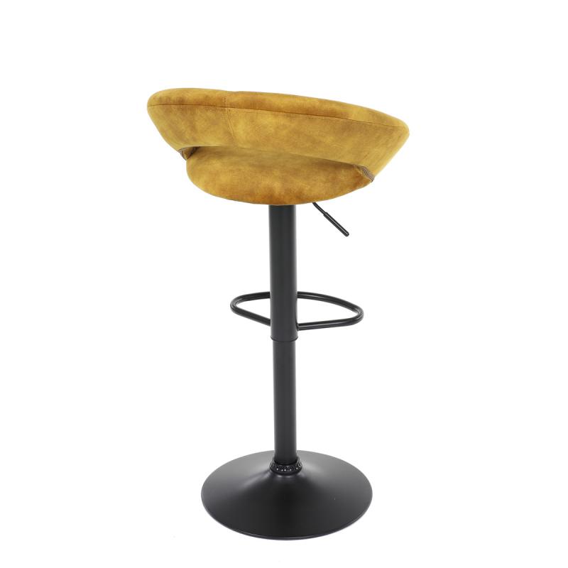 Stolička barová AUB-822 YEL4 žltá zamatová látka, čierna podnož
