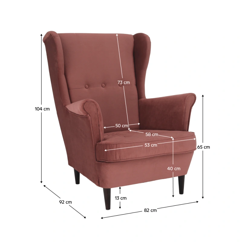 Kreslo ušiak, staroružová/orech, RUFINO 3 NEW 16