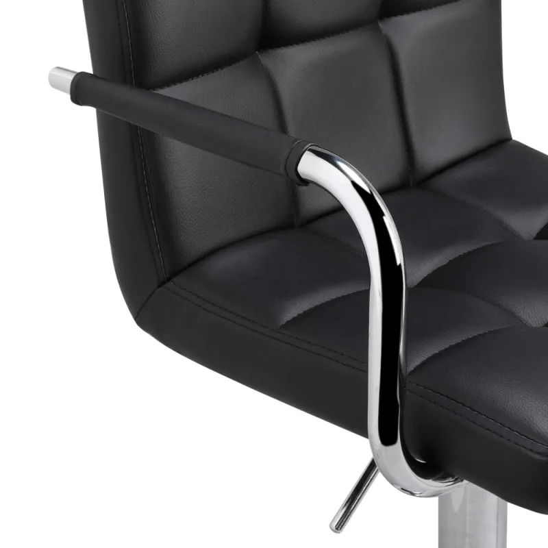 Barová stolička, čierna ekokoža/chróm, LEORA 3 NEW