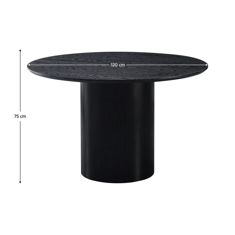 Jedálenský stôl, čierna, priemer 120 cm, MAHIR TYP 2