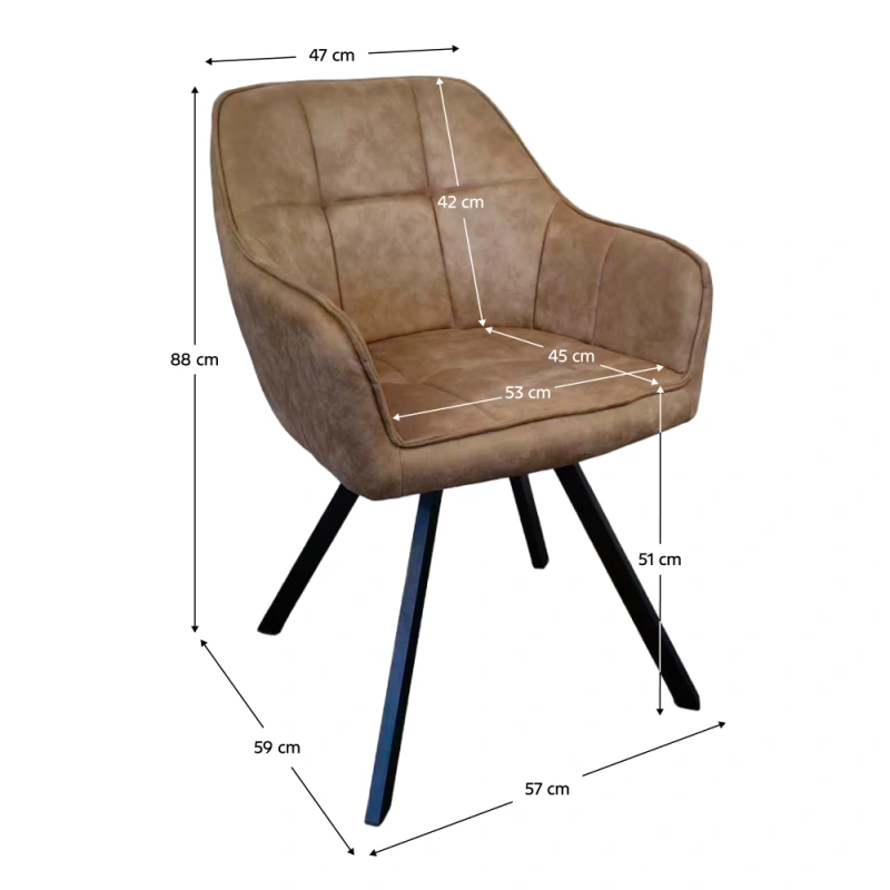 Otočné jedálenské kreslo, sivohnedá látka s efektom brúsenej kože, SAMANTA 8