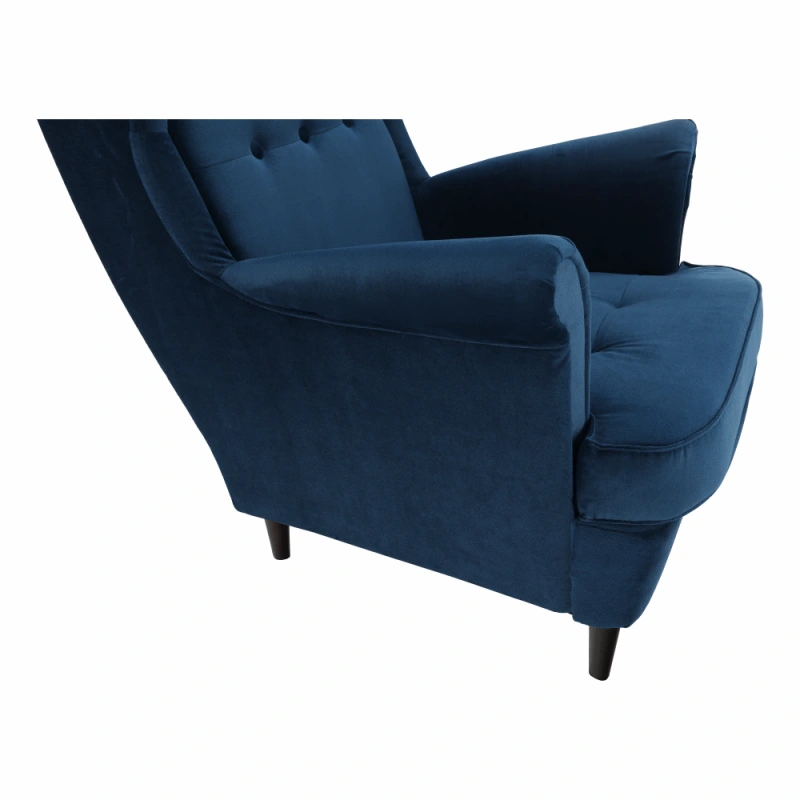 Kreslo ušiak, modrá/orech, RUFINO 3 NEW 5