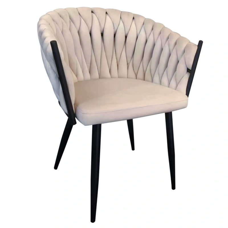 Jedálenské kreslo, svetlobéžová Velvet látka/čierna, BLER