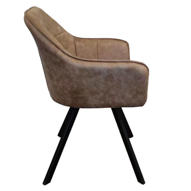 Otočné jedálenské kreslo, sivohnedá látka s efektom brúsenej kože, SAMANTA 5