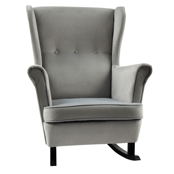 Hojdacie kreslo ušiak, svetlosivá/čierna, TEJA 2