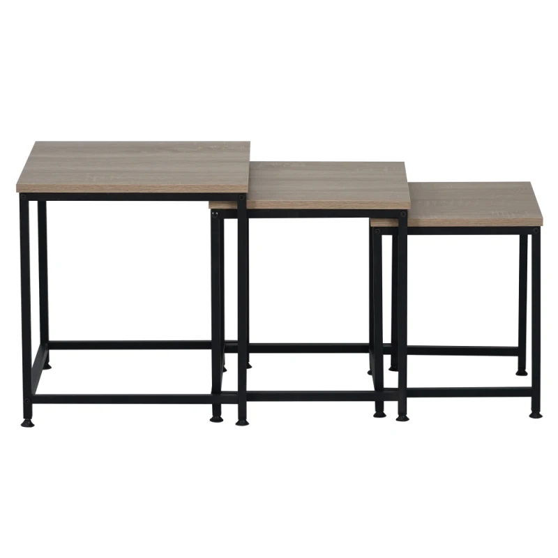 Konferenčné stolíky, set 3 ks, dub sonoma/čierna, KASTLER 2 NEW TYP 3 1