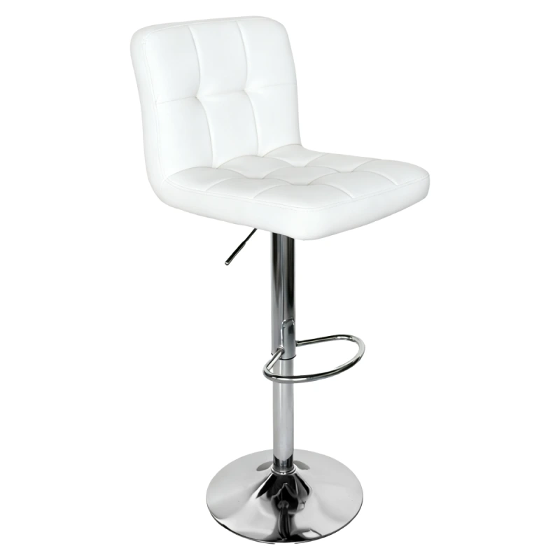 Barová stolička, biela ekokoža/chróm, KANDY 2 NEW