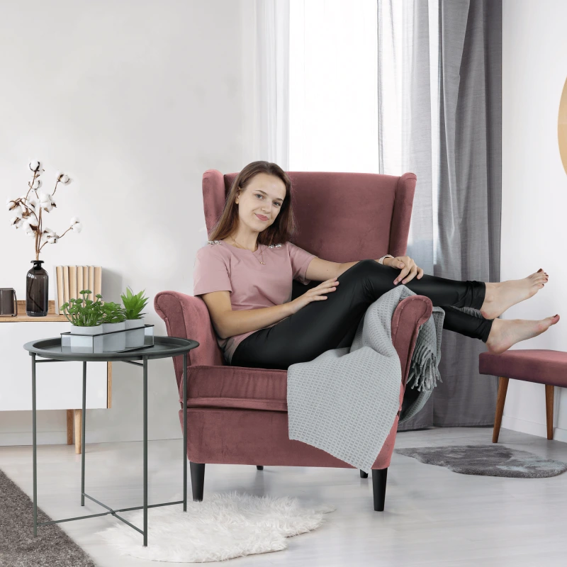 Kreslo ušiak, staroružová/orech, RUFINO 3 NEW 4