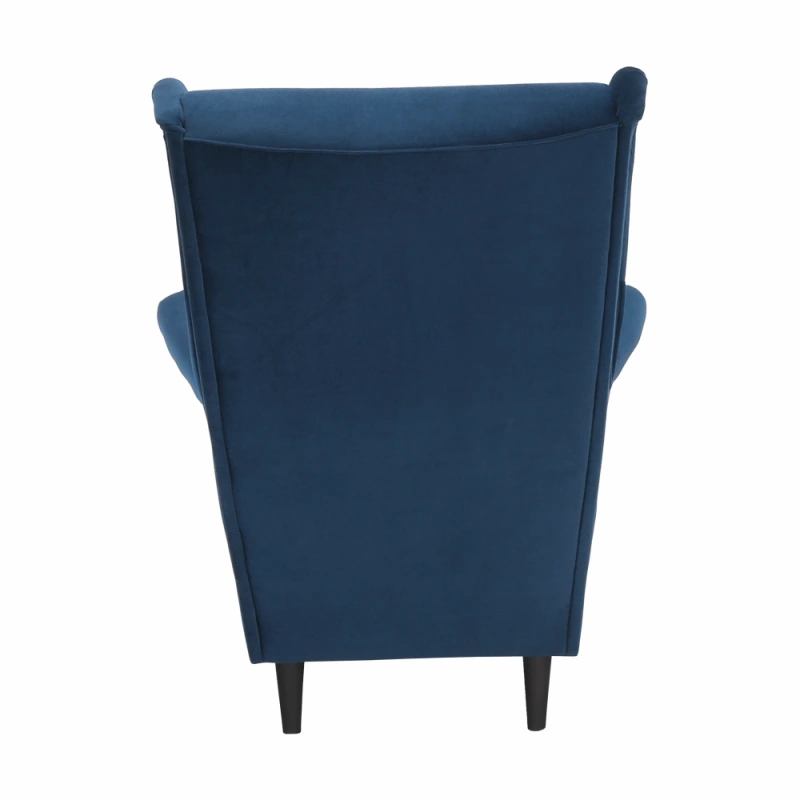 Kreslo ušiak, modrá/orech, RUFINO 3 NEW 1