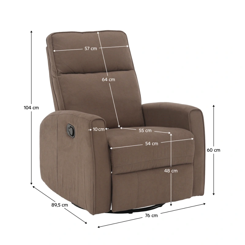 Relaxačné otočné kreslo, sivohnedá Taupe, MEKENZI 13