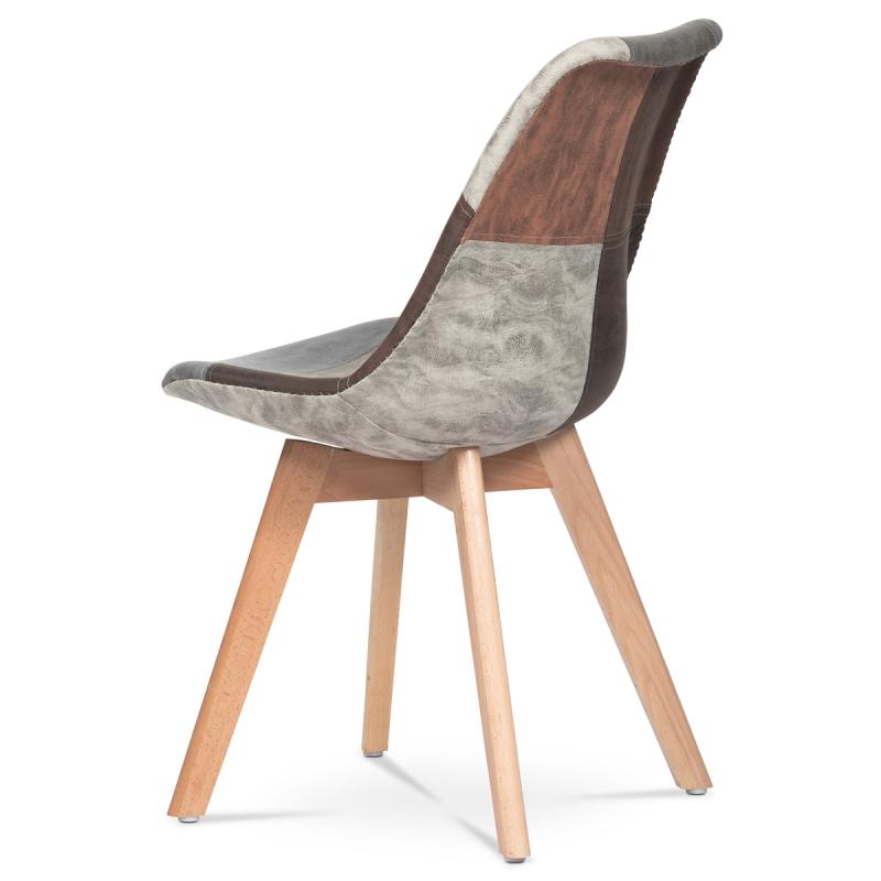 Jedálenská stolička CT-765 PW2 látka patchwork, drevené nohy, masív prírodný buk
