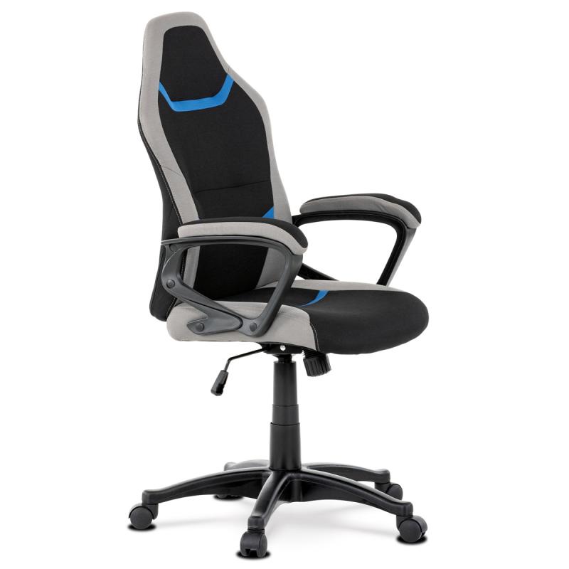 Kancelárska a herná stolička KA-L611 BLUE, modrá, sivá a čierna látka