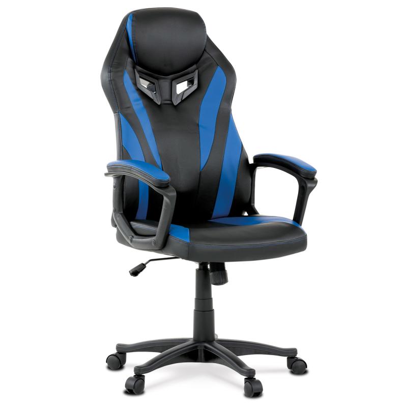 Herná stolička KA-Y209 BLUE, modrá a čierna ekokoža