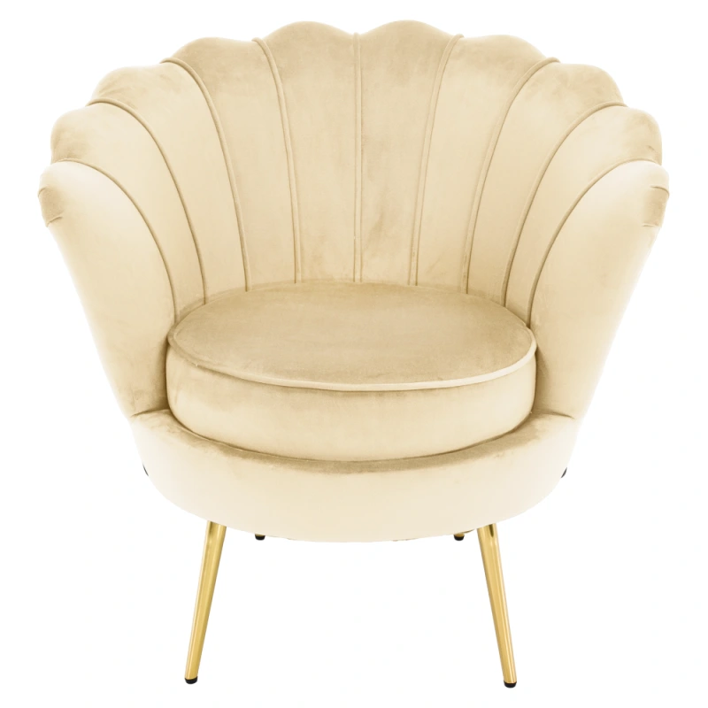 Kreslo v štýle Art-deco, béžová Velvet látka/gold chróm zlatý, NOBLEO 4