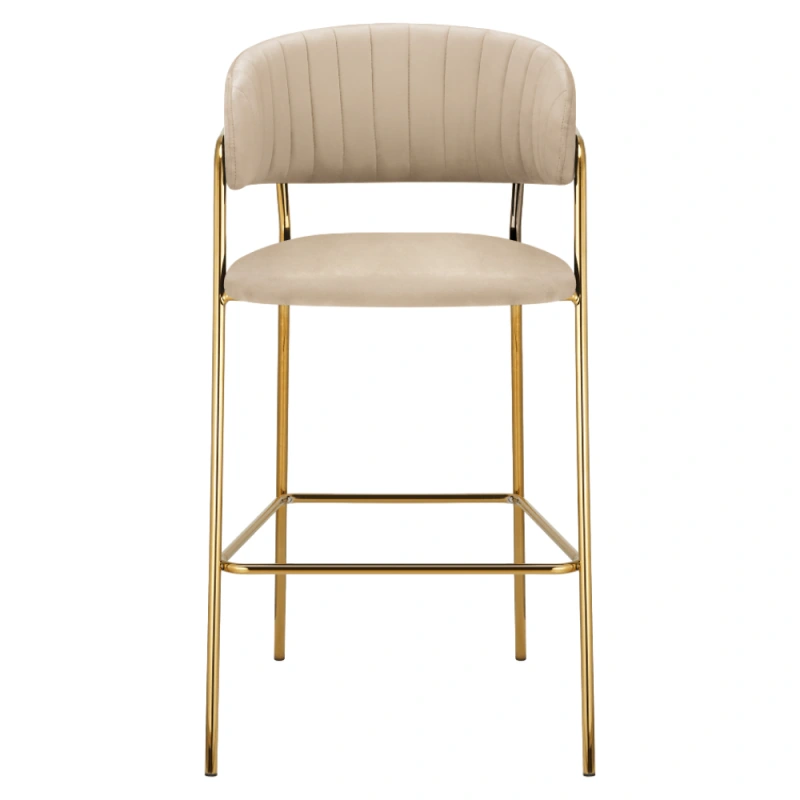 Dizajnová barová stolička, béžová Velvet látka/gold chróm zlatý, DASMIN NEW TYP 2 1