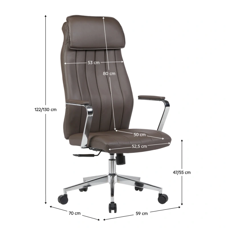 Kancelárske kreslo, sivohnedá ekokoža/chróm, nosnosť 150 kg, ELADIO 4