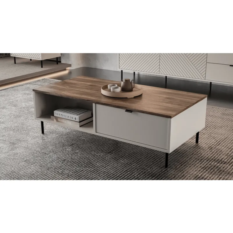 Konferenčný stolík, kašmír/dub castello, EYCO 2S/110 4