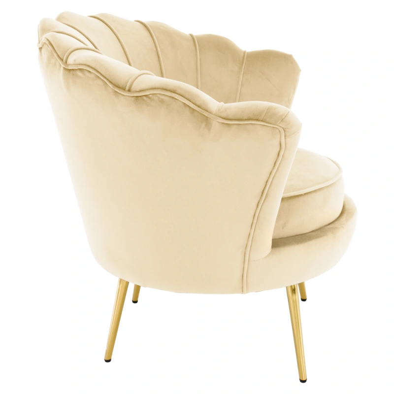 Kreslo v štýle Art-deco, béžová Velvet látka/gold chróm zlatý, NOBLEO 7