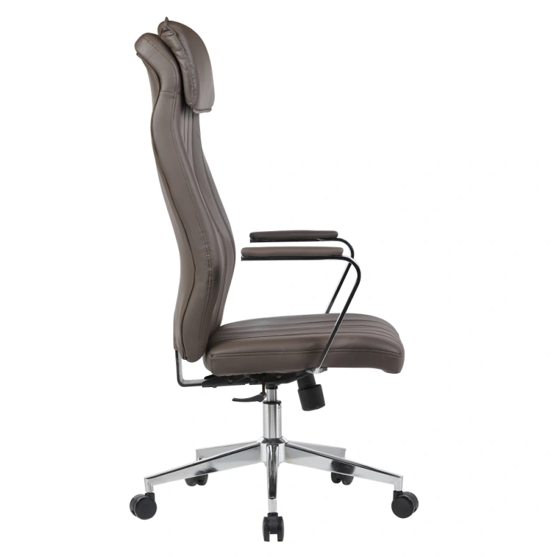 Kancelárske kreslo, sivohnedá ekokoža/chróm, nosnosť 150 kg, ELADIO 2