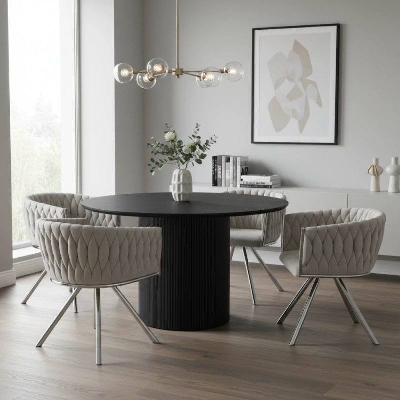 Otočné jedálenské kreslo, svetlosivá Velvet látka/chróm, HELIN 1