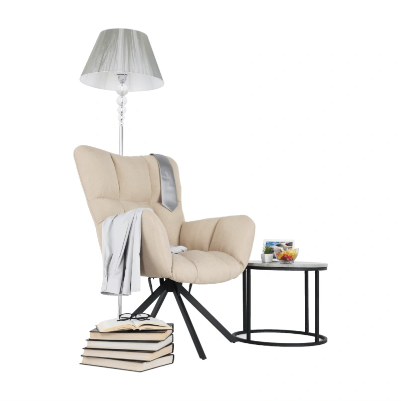 Dizajnové otočné kreslo, béžová/čierna, KOMODO 5