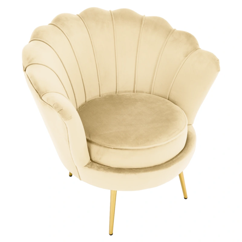 Kreslo v štýle Art-deco, béžová Velvet látka/gold chróm zlatý, NOBLEO 5