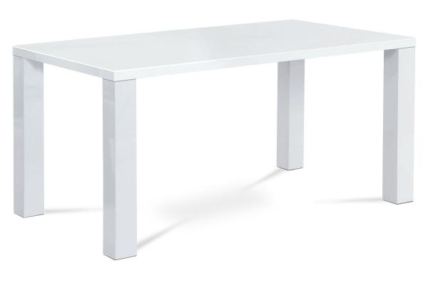 Jedálenský stôl AT-3008 WT, 160x90x76 cm, vysoký lesk biely