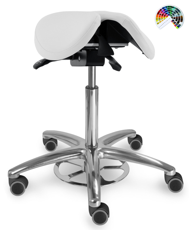 Sedlová zdravotnícka stolička 1214 S CLEAN čalúnenie KOŽENKA Silvertex, Mediflex