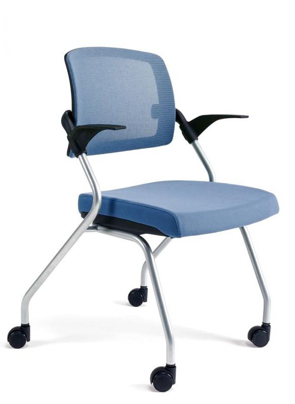 BESTUHL Konferenčná rokovacia stolička U20 BLACK modrá svetlá na kolieskách
