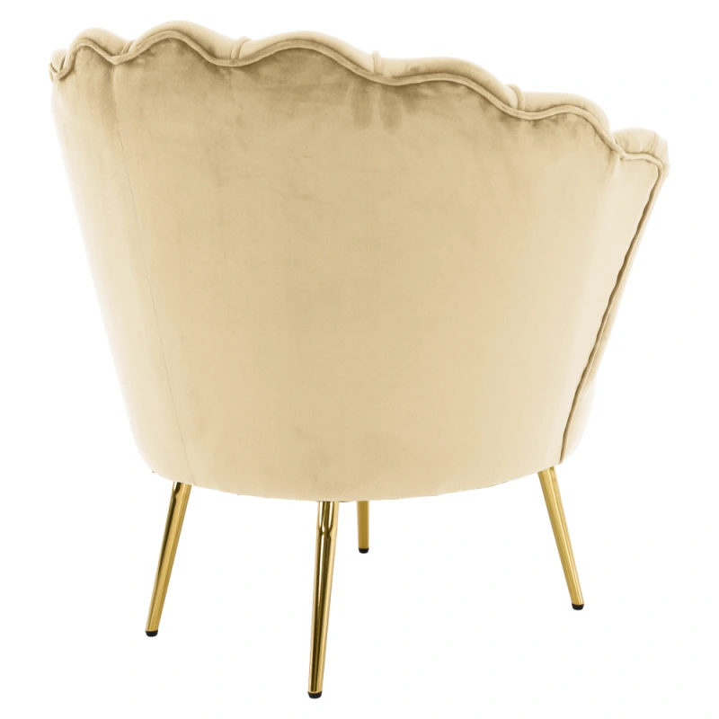 Kreslo v štýle Art-deco, béžová Velvet látka/gold chróm zlatý, NOBLEO 8
