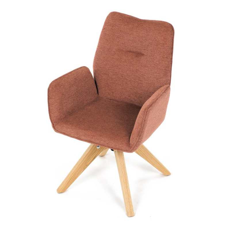 Jídelní židle DCH-C2148 ORA2, oranžová voděodpudivá látka, dubové nohy, otočná 360° 14