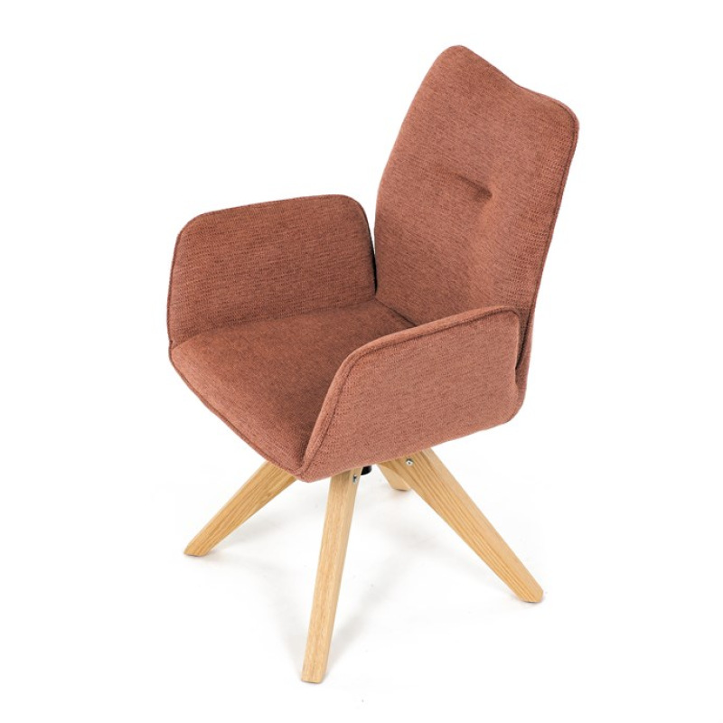 Jídelní židle DCH-C2148 ORA2, oranžová voděodpudivá látka, dubové nohy, otočná 360° 15