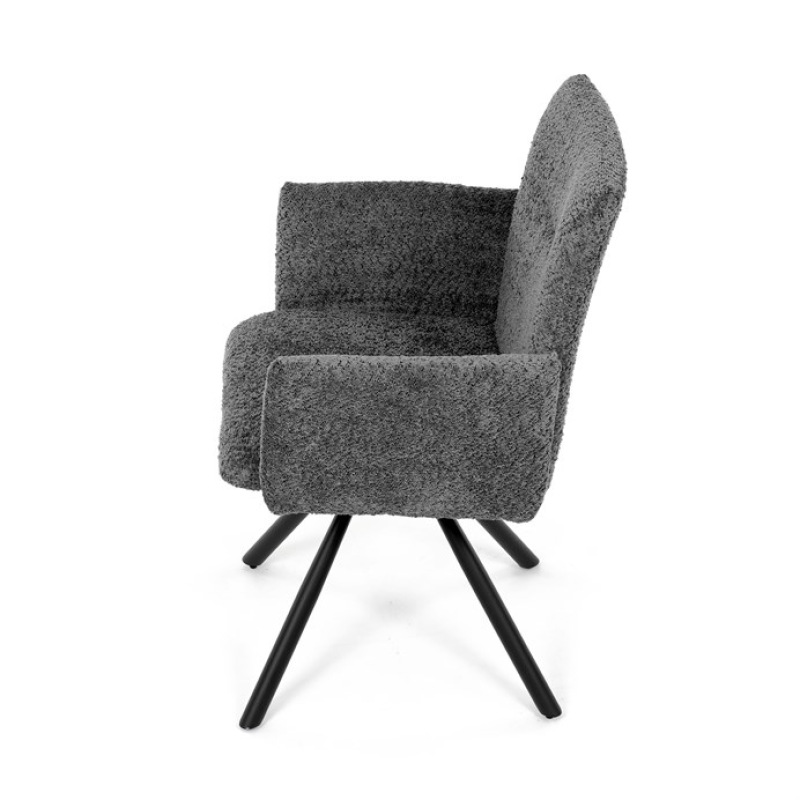 Židle jídelní DCH-W1117 GREY2 šedá látka, černý kov, otočný mechanismus 90°/90° (L/P) 16